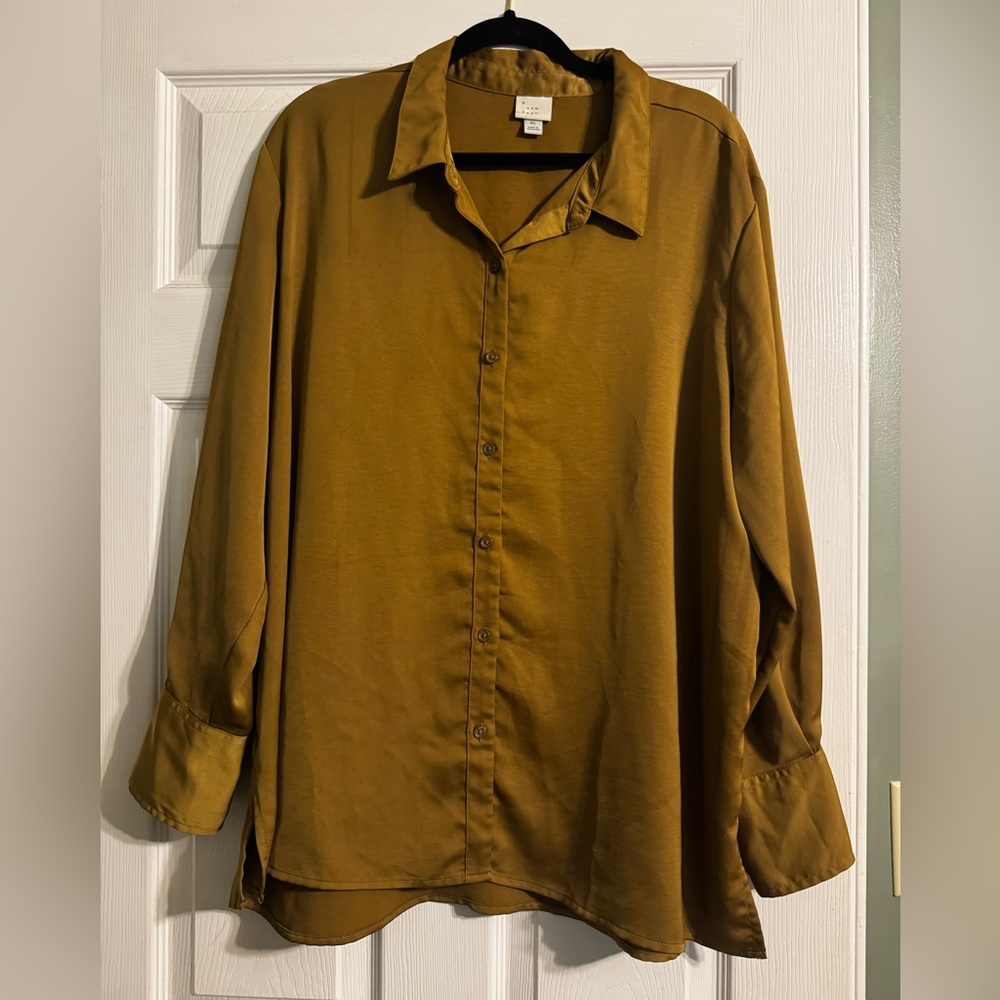 A New Day Long Sleeve Satin Button Down